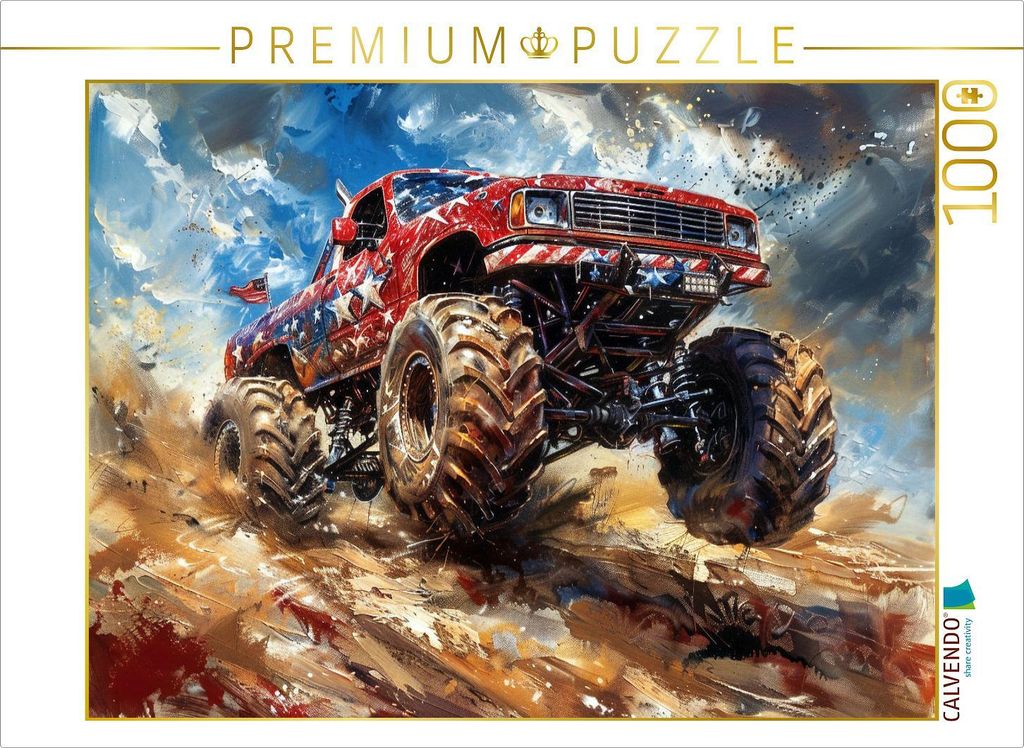 CALVENDO Puzzle Imposante Monstermaschinen - Monstertruck | 1000 Teile Lege-Größe 64x48cm Foto-Puzzle für glückliche Stunden