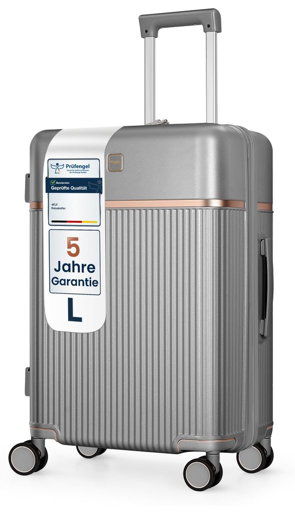 4FLY Hartschalen-Reisekoffer L 65 cm (68L) aus Polycarbonat – mit TSA-Schloss, 4 Spinner-Doppelrollen und Aluminium-Teleskopgriff, Reisegepäck