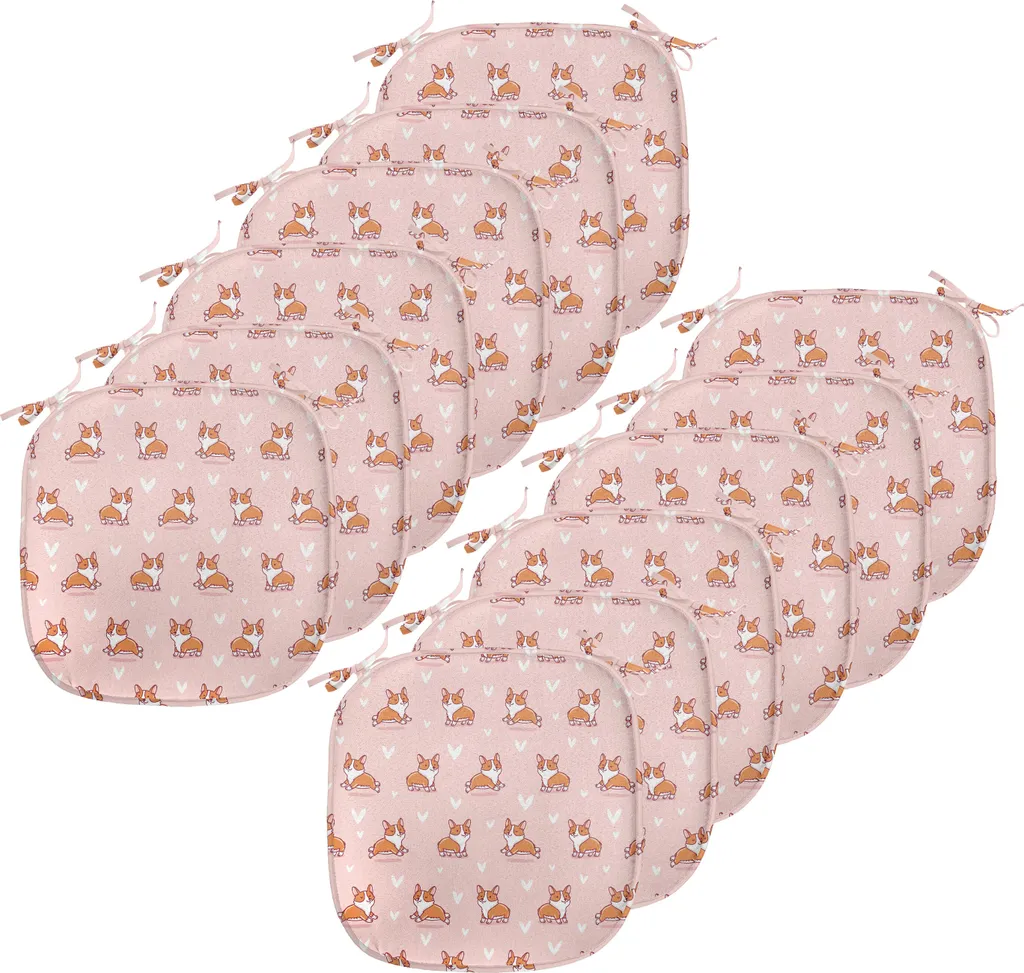 Galette de Chaise de Cuisine Décor Corgi Orange 40 cm Imperméable x12