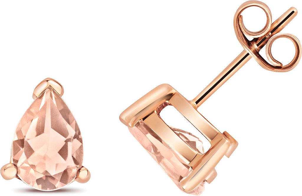 Funkelndes Feuer Elegante 9 Karat (375) Rotgold Damen - Paar Ohrstecker mit Morganit - 8mm*7mm; TRS28478