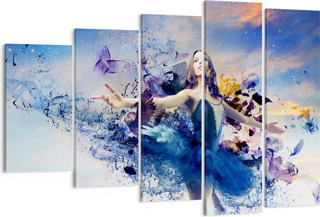 Bild auf Leinwand - Leinwandbild - Ballerina Tänzer Tüll Kleid - 150x100cm - Wand Bild - Wanddeko - Leinwanddruck - Bilder - Kunstdruck - Wanddek...