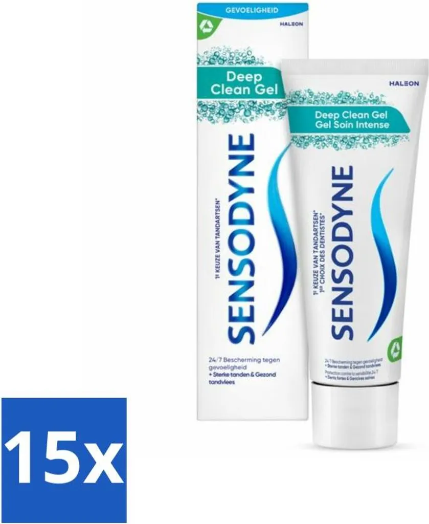 Sensodyne - Dentifricio - Gel Deep Clean - Pulizia accurata - 75 ml - Confezione risparmio - 15 pezzi
