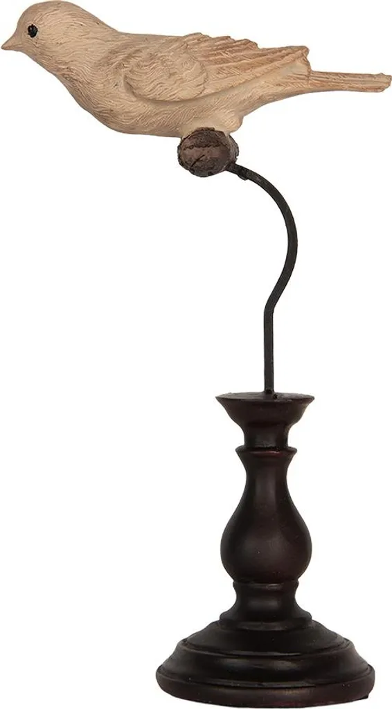 Figurine Oiseau Clayre & Eef 12x7x21 cm en Plastique Beige Décorative