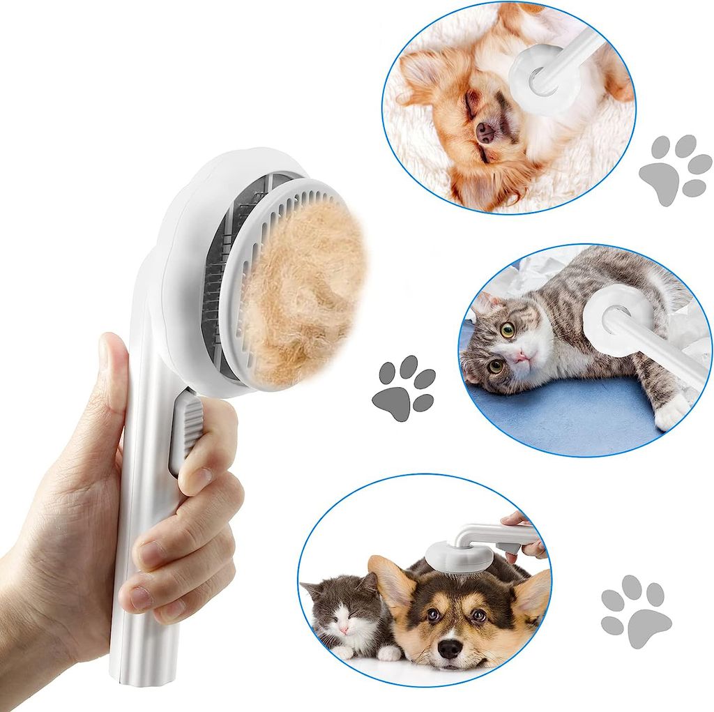 Haustierbürste Katzenbürste Hundebürsten für Lange Haare und Kurze Haare, freihändig mit Einem Knopf, entfernt Matte und verhedderte Haare