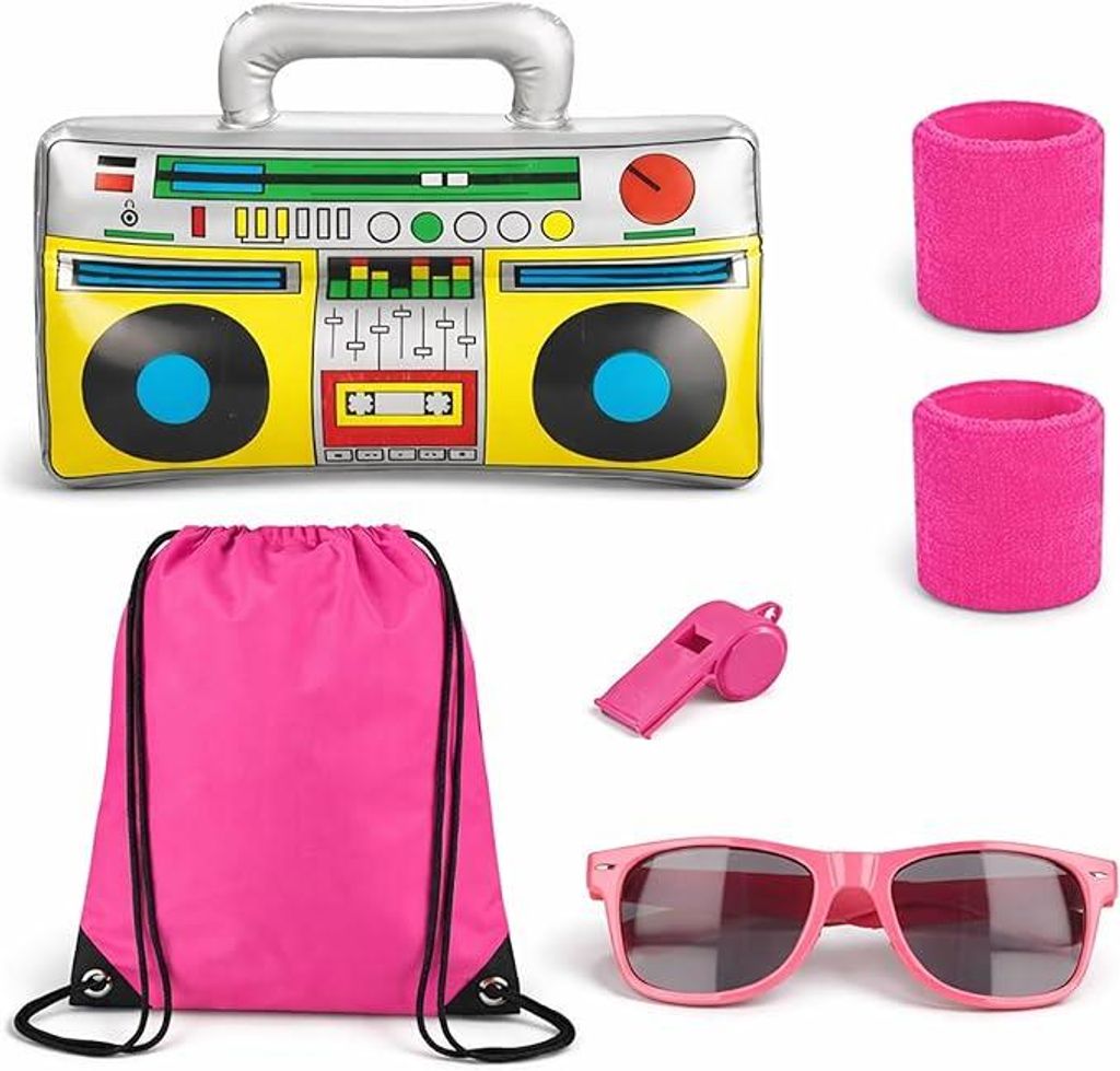 Retro neon 80er 90er Outfit Fasching & Karneval – XXL Retro Produktbild 