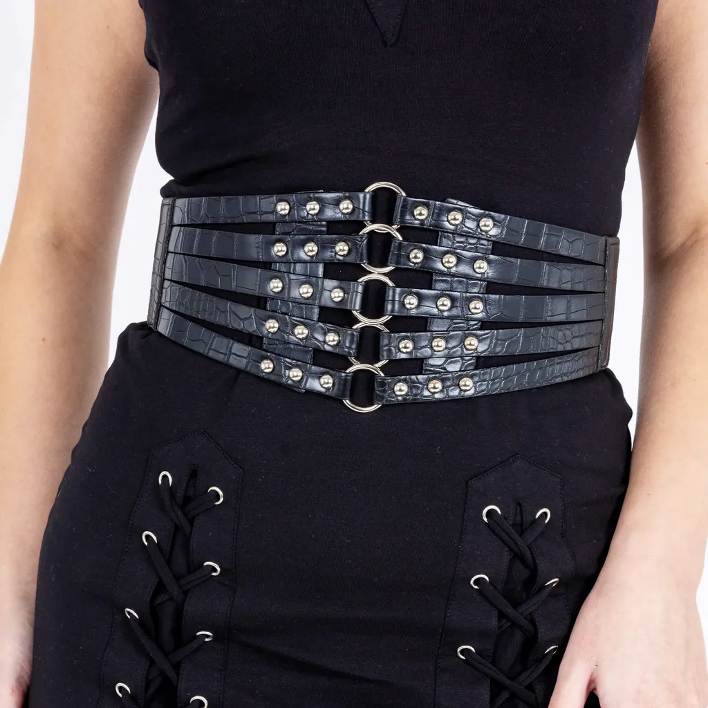 Cintura Alta Borchie Shona Poizen Industries Nera - Accessorio Goth