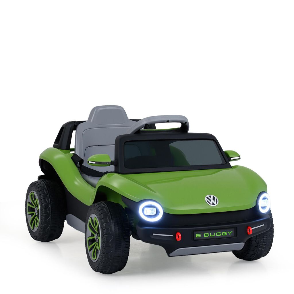 COSTWAY Kinder Elektroauto VW, 12V Kinderauto elektrisch mit 2,4G Fernbedienung, Hupe, Musik, USB, Scheinwerfer&Stauraum, 2,5-4 km/h für Kinder 3+...