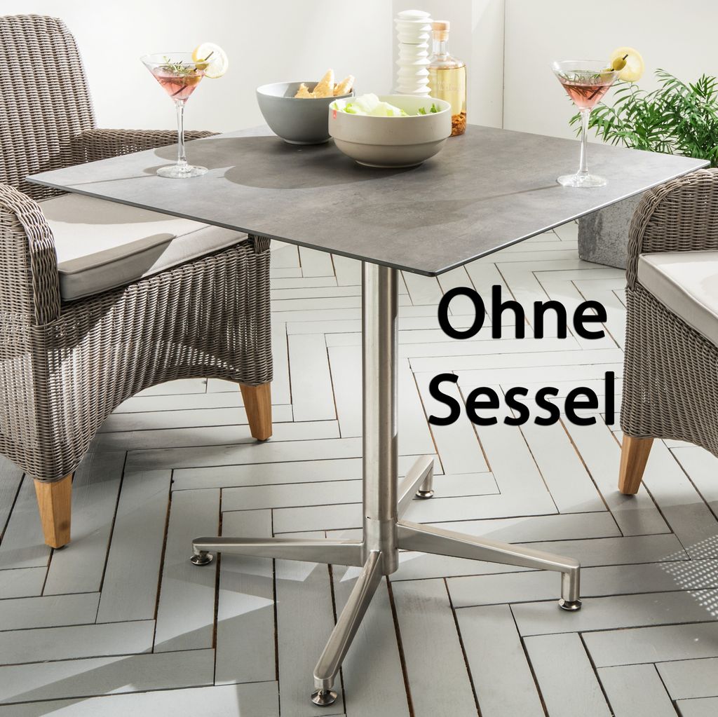 Destiny Gartentisch LOFT 68x68cm, Edelstahl + HPL, beton Produktbild 