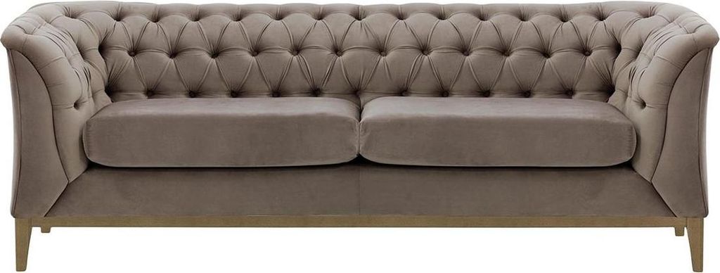 2,5-Sitzer Sofa Chesterfield Modern Wood-Velluto 17-oak wax black