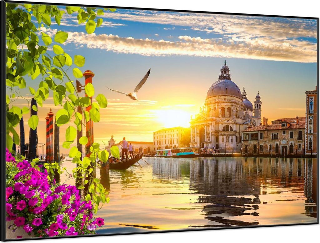Wallario Wandbild Italienischer Sommerabend, Größe: 61 x 91,50 cm, Poster mit schwarzem Aluminiumrahmen