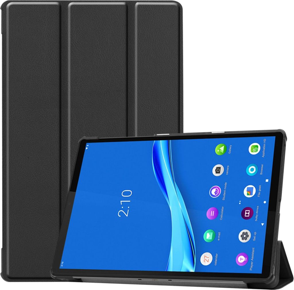 subtel Flip Cover Tablethülle für Lenovo Tab M10 Plus TB-X606F Tablet Schutzhülle mit Ständer, Kunstleder schwarz Bookstyle Case Bumper Klapph...