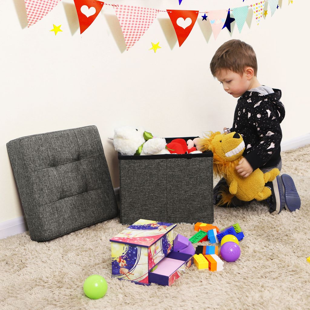 Šedý prošívaný puf 38 cm sedák podnožka Obrázek produktu 5