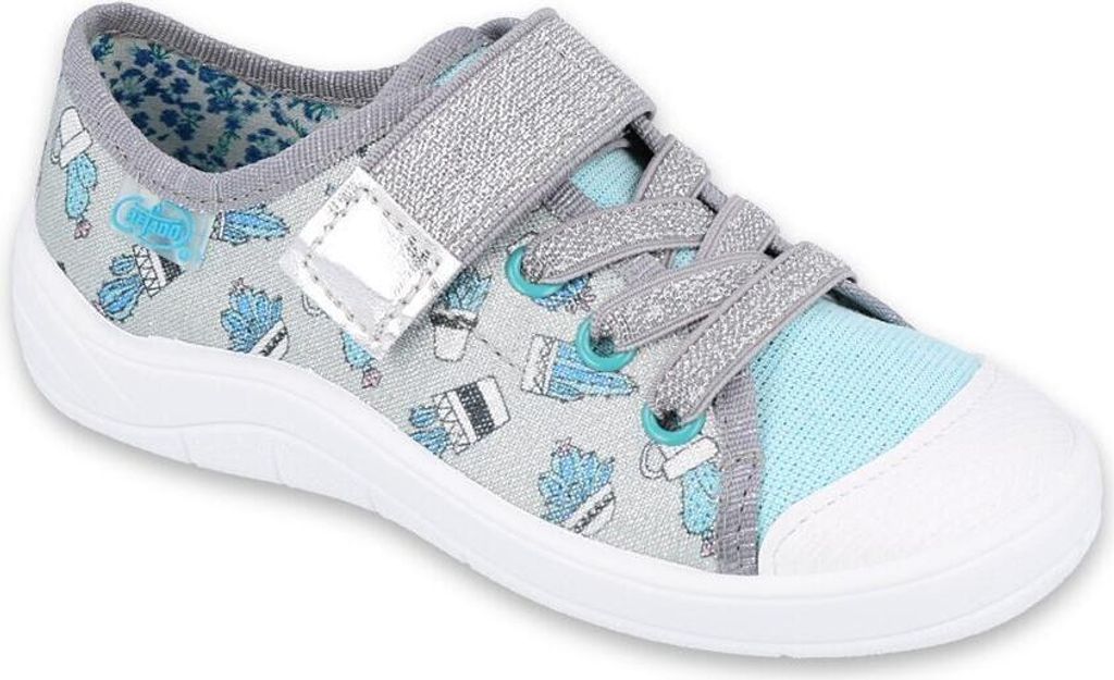 BEFADO Mädchen Sneakers Klettverschluss Kaktus Silber 36