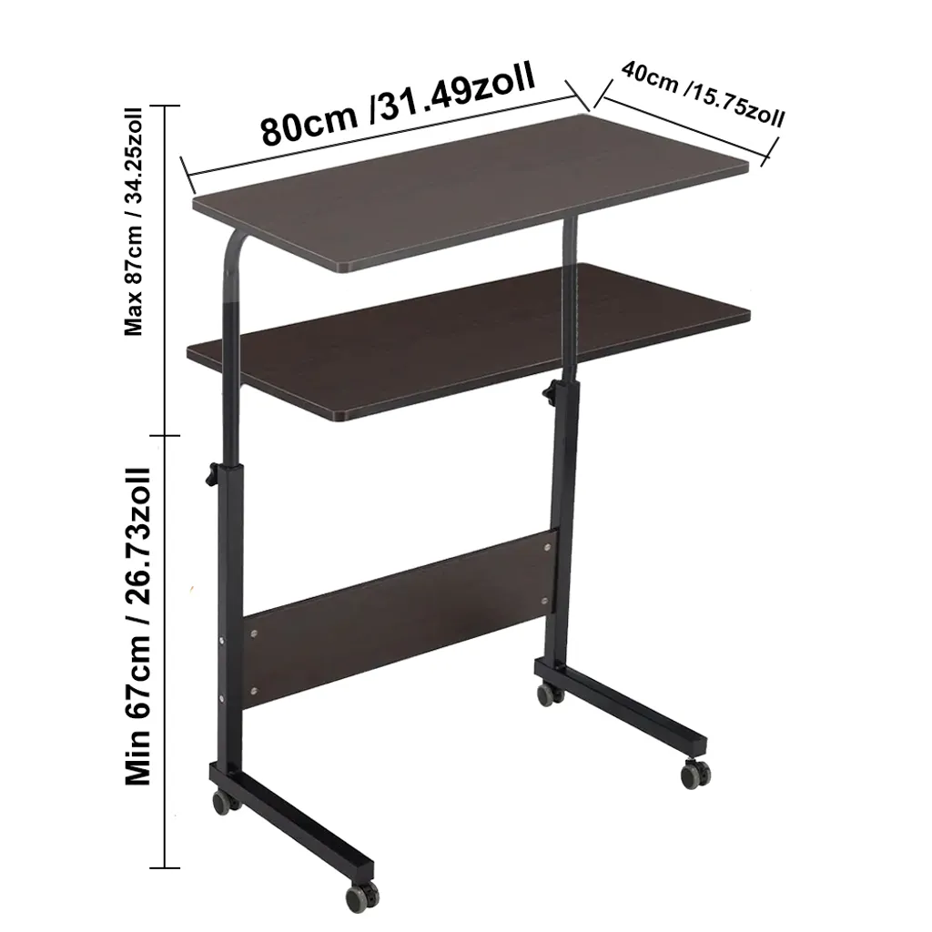 Table d'ordinateur mobile 15 kg, structure en C, coloris rustique - 8