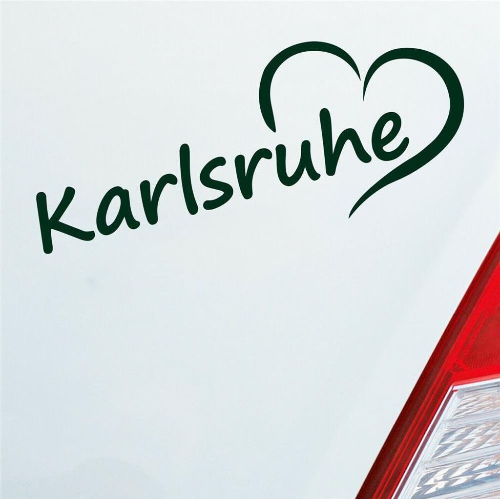 Auto Aufkleber Karlsruhe Herz Stadt City Liebe Love 19,5x8 cm Dunkelgrün Sticker Heckscheibenaufkleber