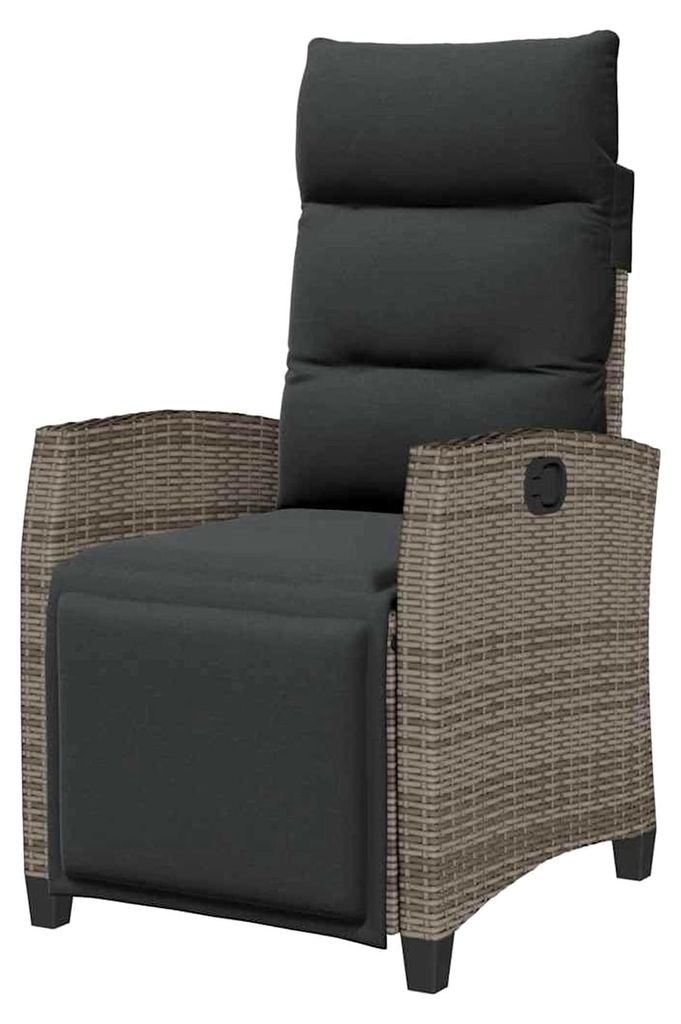 Gartensessel mit Beistelltisch verstellbar in Grau aus Poly Rattan