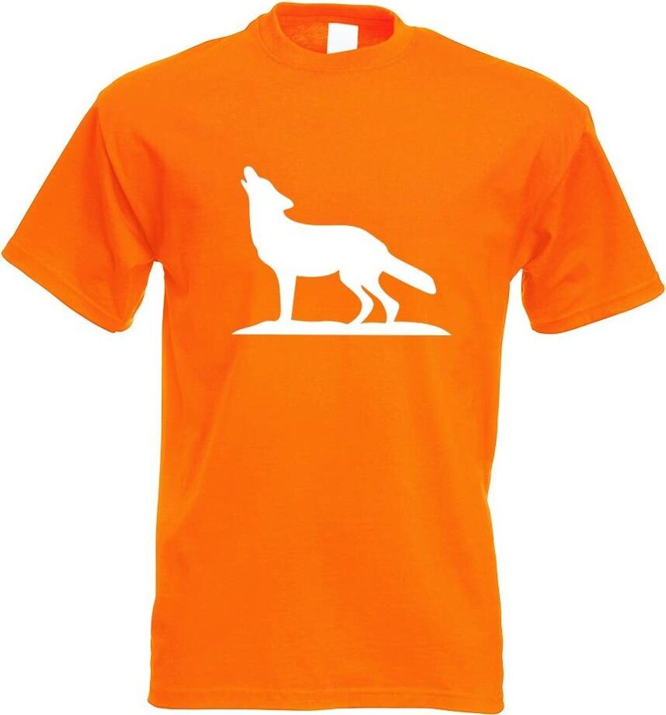 Kiwistar - T-Shirt - orange - Wolf Motiv Bedruckt Funshirt Design Print - mit Motiv Bedruckt - Funshirt Design - Sport - Freizeit - Herren - S