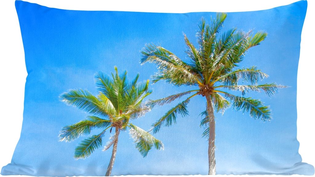 MuchoWow Zierkissen Sofakissen Wohnzimmer Dekokissen 50x30 cm Palme - Sommer - Tropisch - Wohnzimmerdekoration - Polster mit Photo