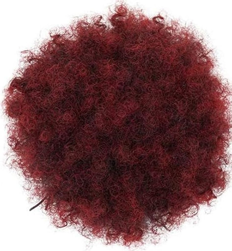 JHZHONG Kurz lockig Afro Puff Pferdeschwanz für Frauen rot