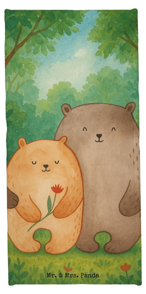 Mr. & Mrs. Panda Handtuch Bären Liebe Design - Weiß - Geschenk, Frottier, Freundin, Hochzeitstag, Bär, Kuscheln, sporthandtuch, Verknallt, Freun...