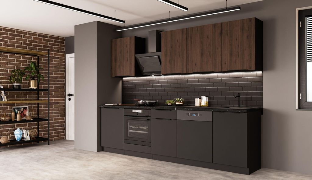 Küche SIENA + MONZA BASIC 280 cm Küchenzeile Küchenblock Produktbild 