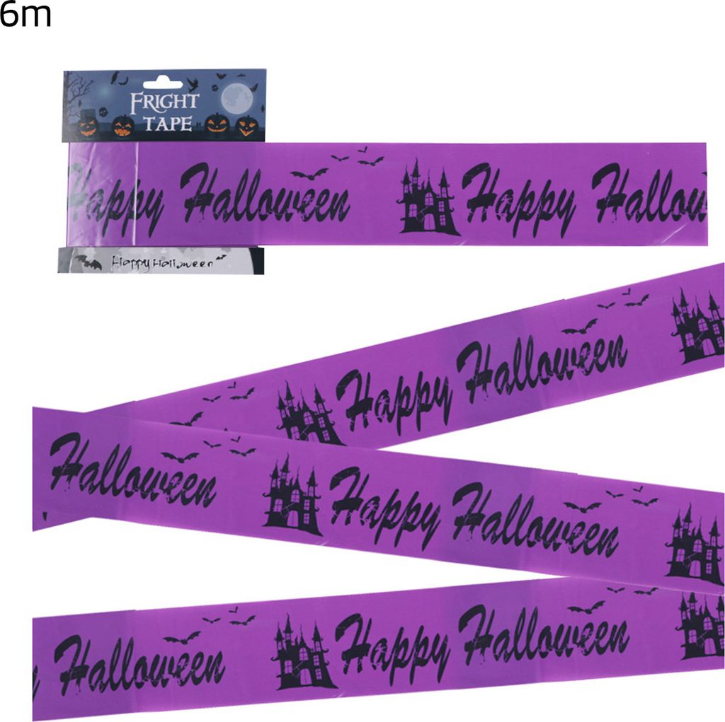 Halloween-Warnband, Kunststoff-Totenkopf, Gefahrenband, Warnlinie, gruselige Party-Requisite für Tür, Fenster, Wand, Baum, Tor, Hof, Rasen