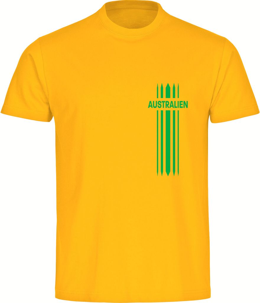 multifanshop Herren T-Shirt - Australien - Streifen, gelb, Größe 3XL