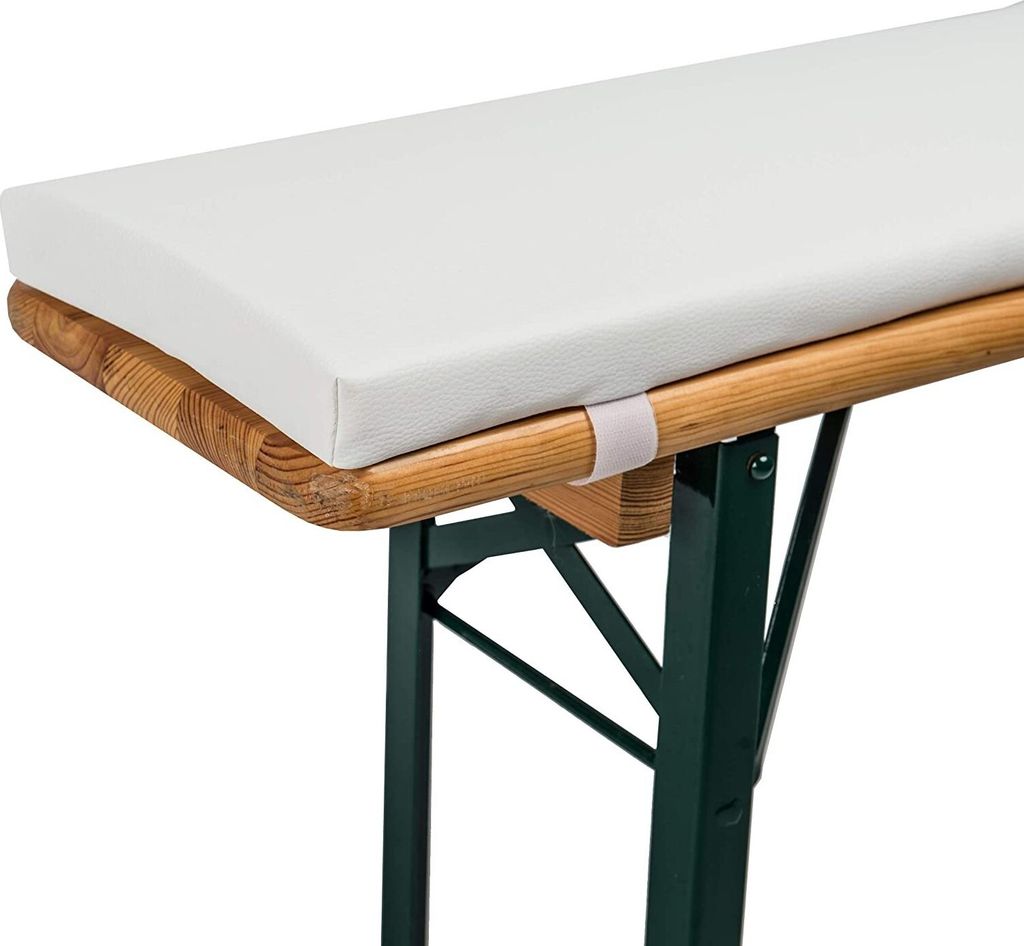 TexDeko Bierbankauflage 220x25x4cm mit Reißverschluss Weiß Kunstleder