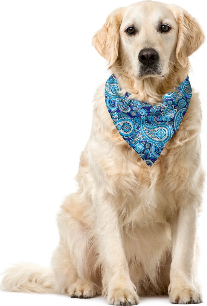 ABAKUHAUS Paisley Haustier Bandana, Blumen-Blätter, 55x55 cm, Blau