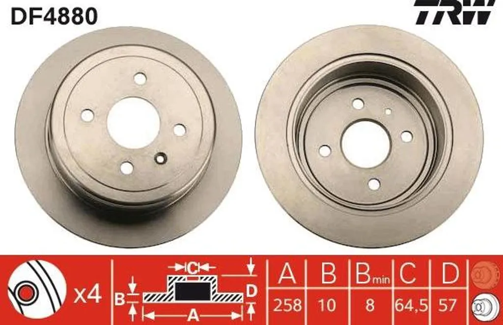 Disque de frein TRW DF4880 OE 96312560 pour Astra Vectra et Zafira