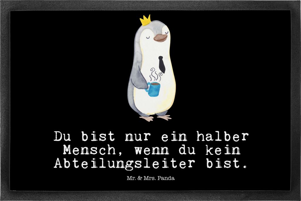 Mr. & Mrs. Panda Schmutzmatte Abteilungsleiter Herz 50 x 75 cm - Schwarz - Geschenk, Spruch, Fußabstreifer, Sauberlaufmatte, Türvorleger, Führun...