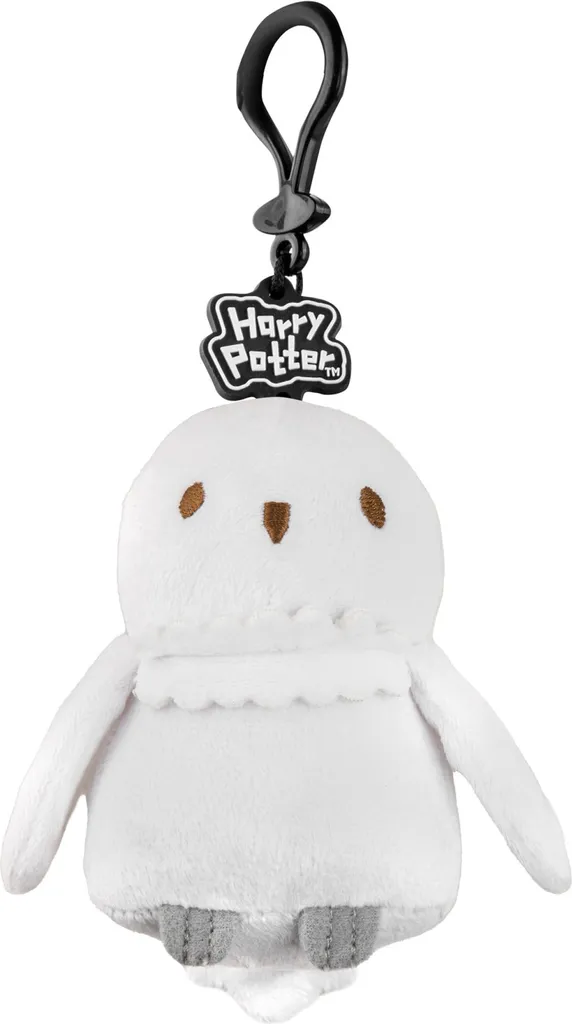 Porte-clés Hedwig peluche blanche 11 cm, anneau métal résistant