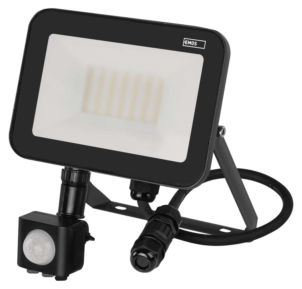 EMOS LED Strahler Profi 30W mit Bewegungsmelder, wasserdichtes Alu Flutlicht für Innen und Außen, 3300lm, Neutralweiß 4000K, ZS2732