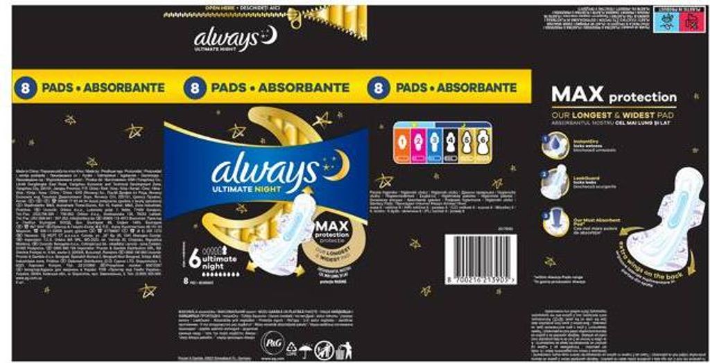 Always Ultimate Night Towels Taille 6, 8 pièces Image du produit 