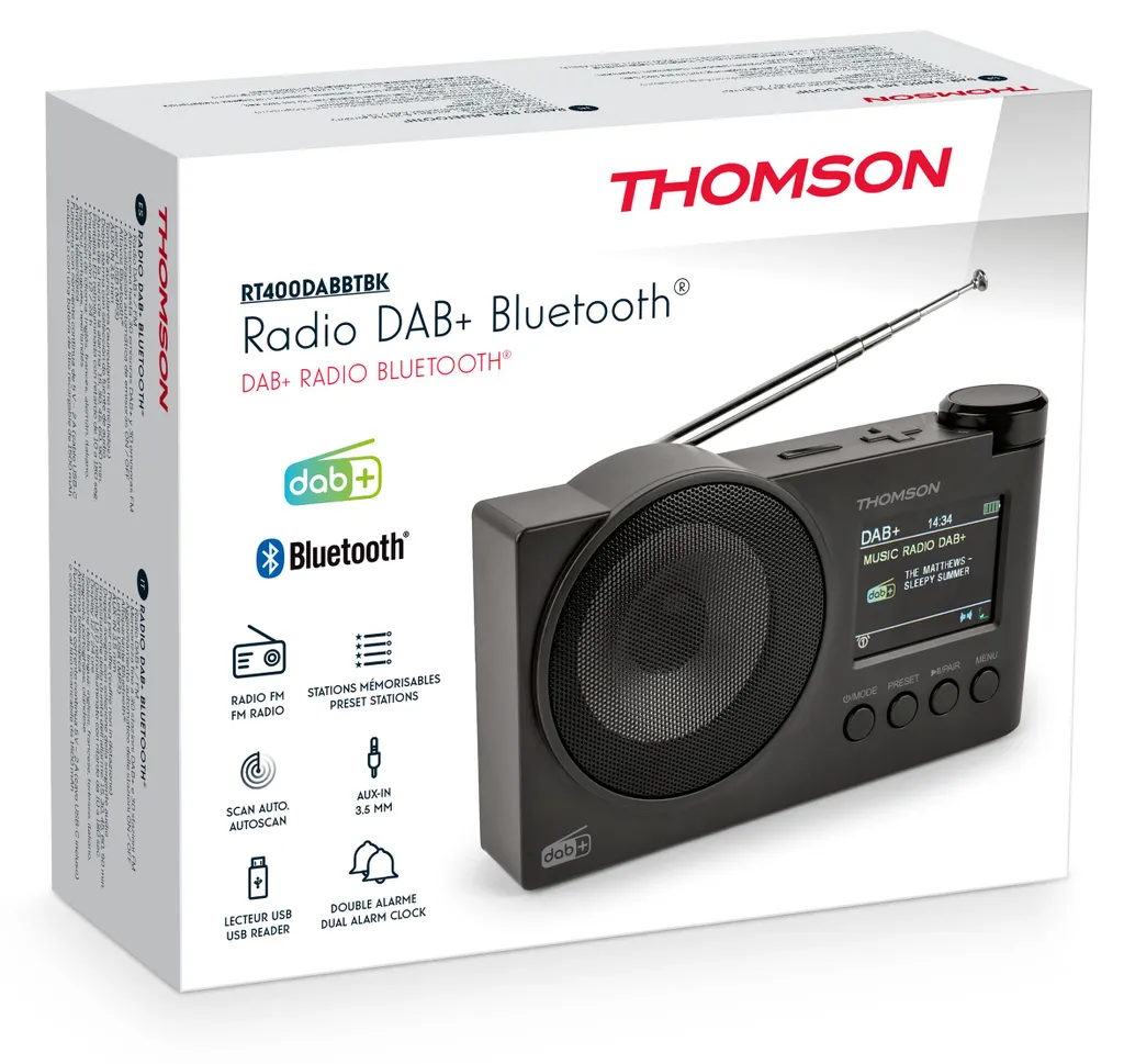 Radio Thomson RT400DABBTBK - Poste Radio Numérique DAB+ et Bluetooth Noir