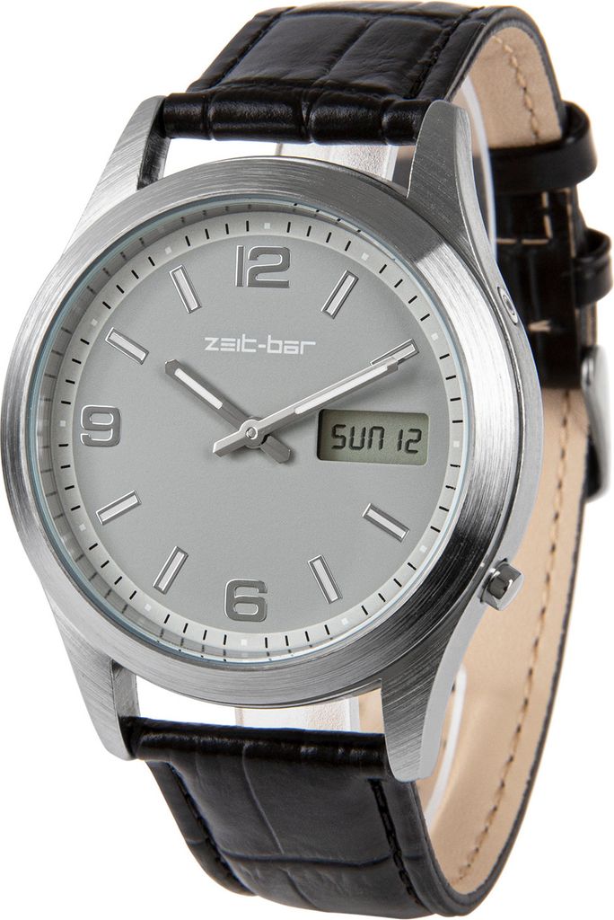 Zeit-Bar Funk-Armbanduhr Herren, mit Datums- und Produktbild 