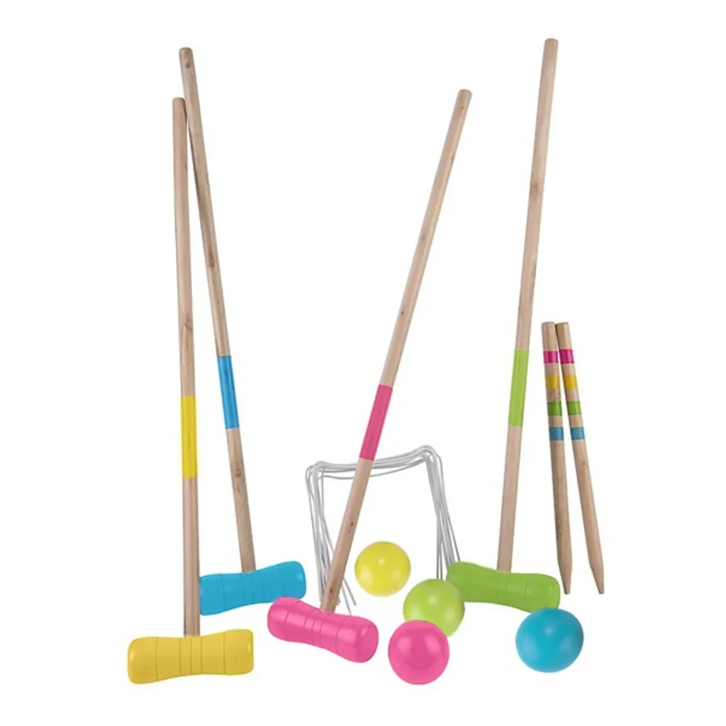 Jeu de croquet en bois complet Angeltoys 4 joueurs pour toute la famille
