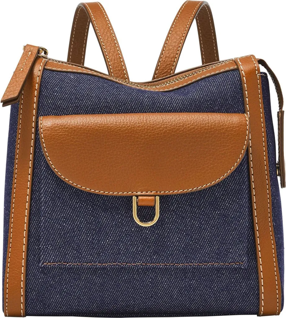 Petit Sac à Dos en Denim Bleu Fossil Parker - Accessoire Loisirs Femme