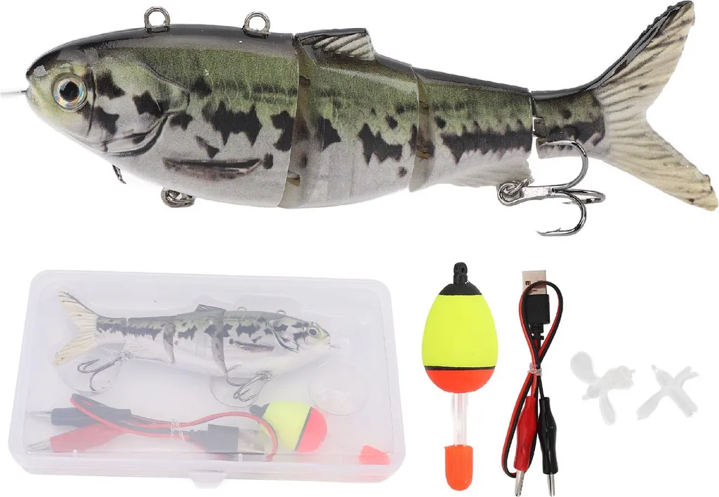 Esca da pesca elettrica USB ricaricabile, esca LED realistica per acqua dolce BL H1 con snodi multipli