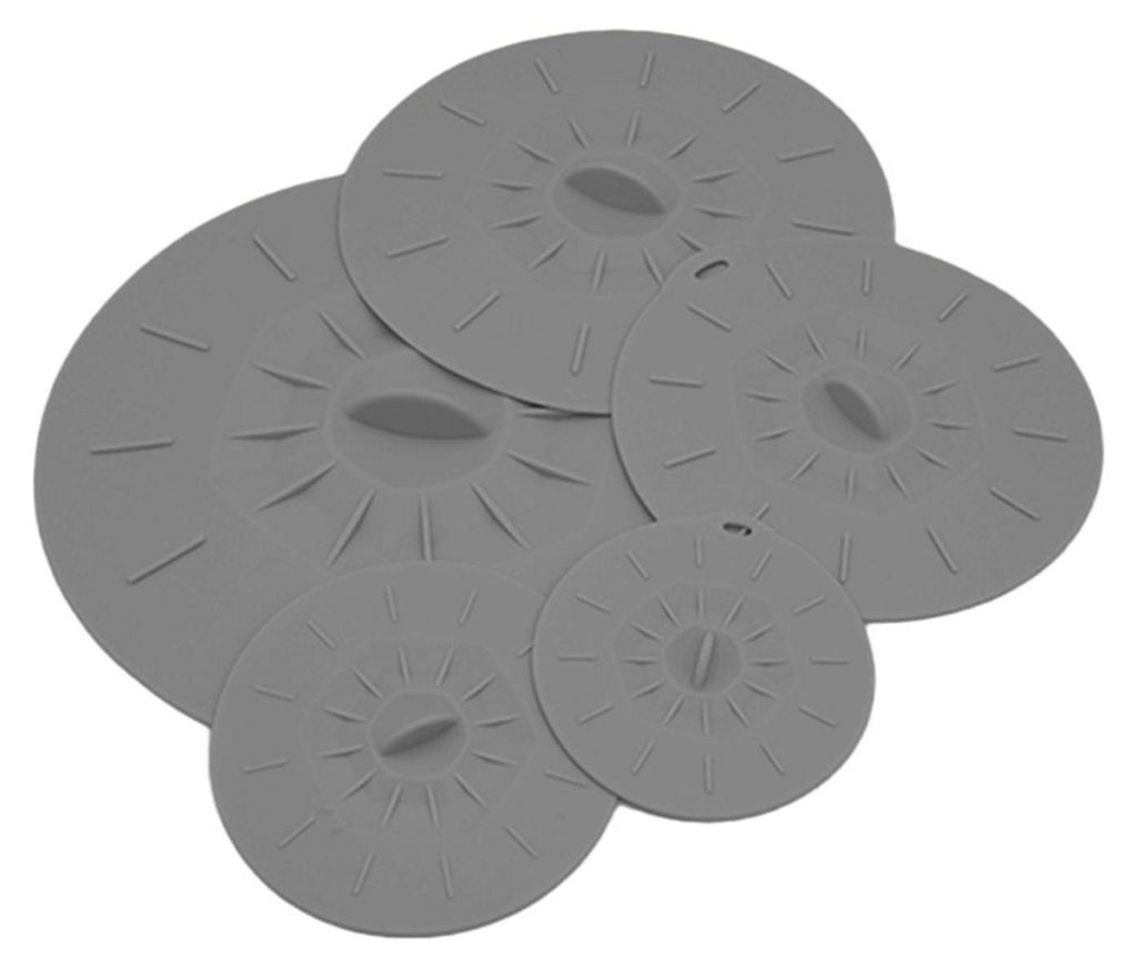 5-teiliges Silikon-Lebensmitteldeckel-Set, auslaufsichere Deckel in verschiedenen Größen für Schüsseln, Töpfe, Pfannen, hitzebeständig, mikro...