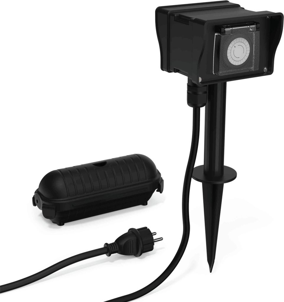 ANSMANN Outdoor Zeitschaltuhr mit 2 Steckdosen, 24-Stunden-Timer