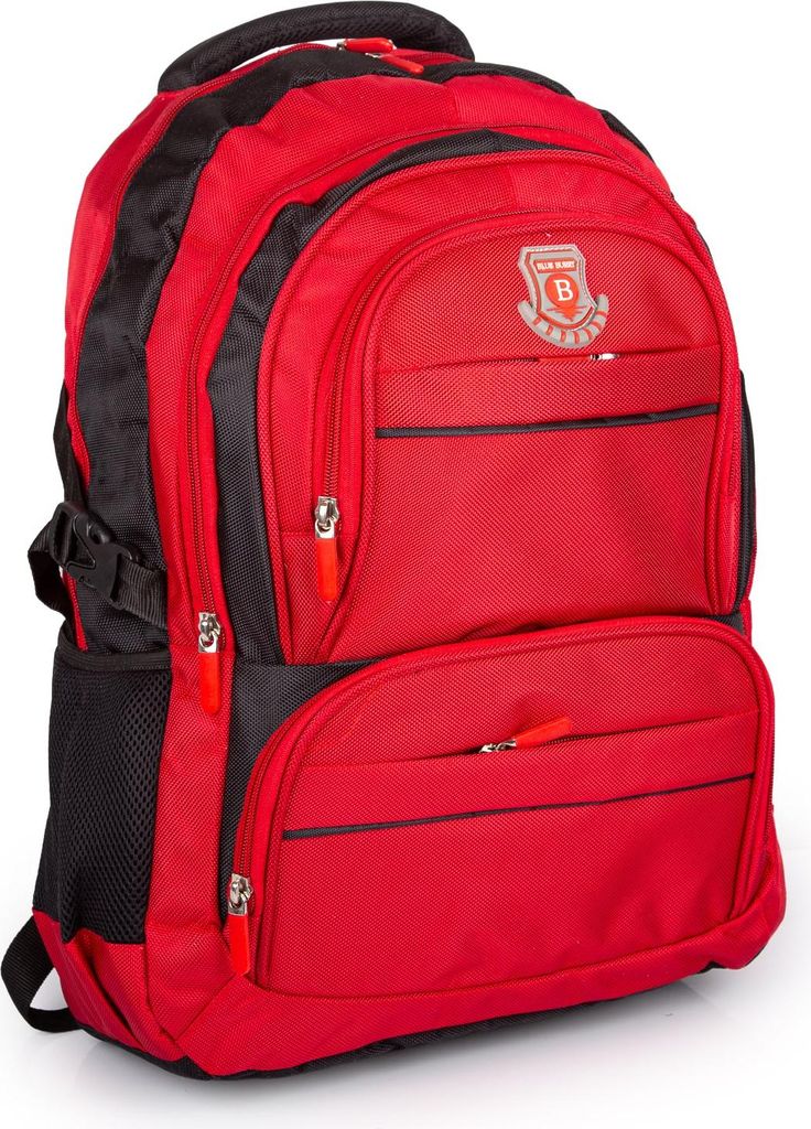 Blue Burry Großer Rucksack Damen Herren mit zwei Fächern in Rot