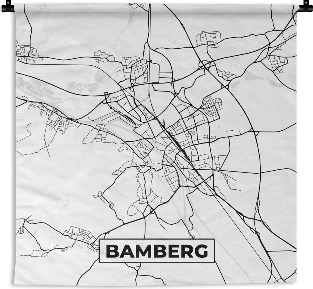MuchoWow Wandteppich Wandbehang Bamberg - Karte - Stadtplan 90x90 cm Tapisserie Dekoration Wandtuch - Wandaufhänger