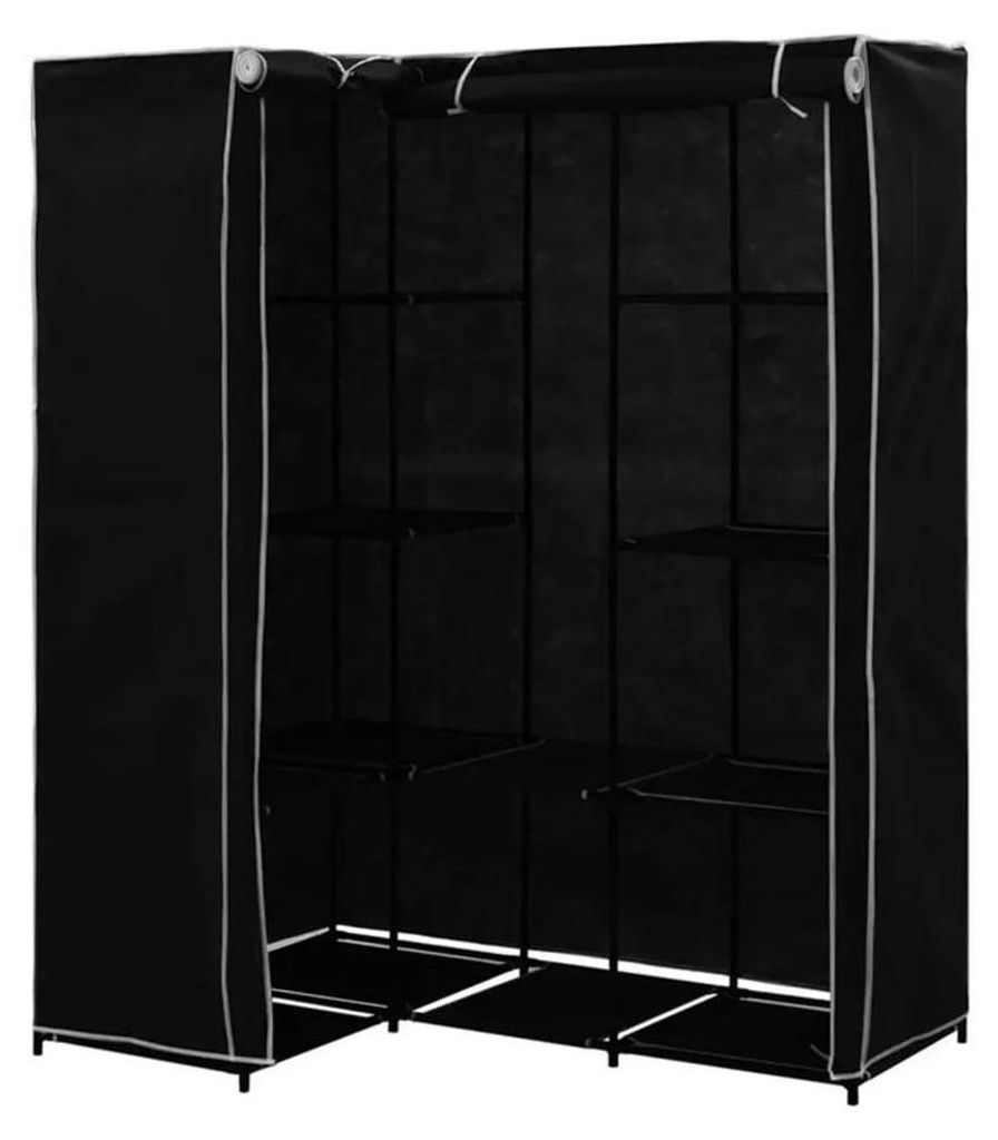 Stoff-Kleiderschrank - Garderobe - Metallgestell - Vliesstoff - Reißverschluss - Freistehend - Tragbar - Schwarz