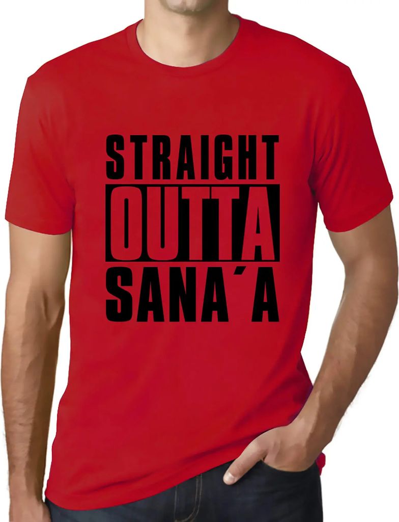 Herren Grafik T-Shirt Direkt aus Sana'a – Straight Outta Sana'a – Öko-Verantwortlich Vintage Jahrgang Kurzarm Lustige Druck Geburtstag Geschen...