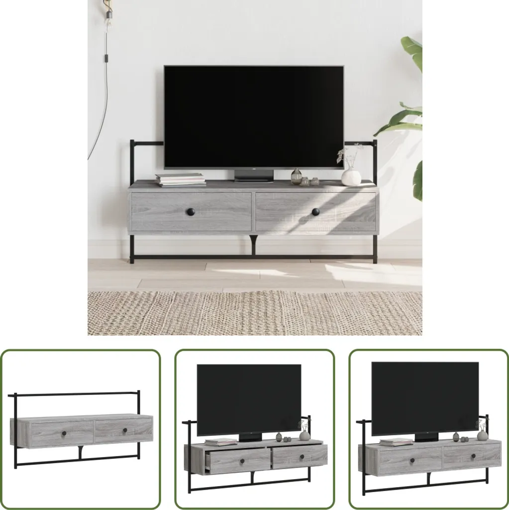 The Living Store Mobile TV Parete 100,5x30x51 | Grigio Sonoma Robusto