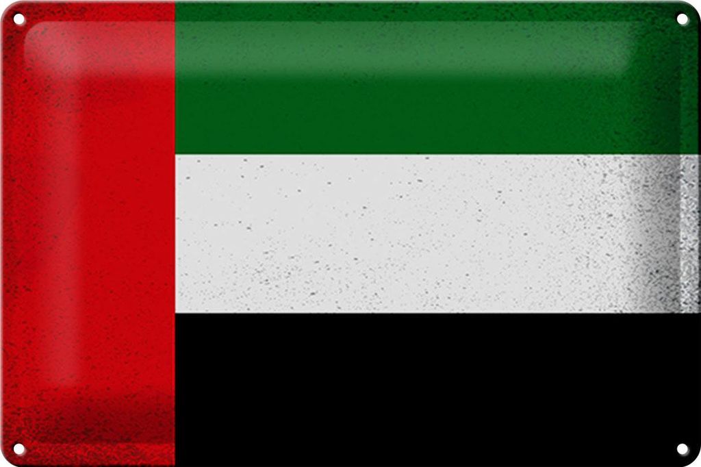 Blechschild Flagge Arabische Emirate 30x20cm Flag Vintage