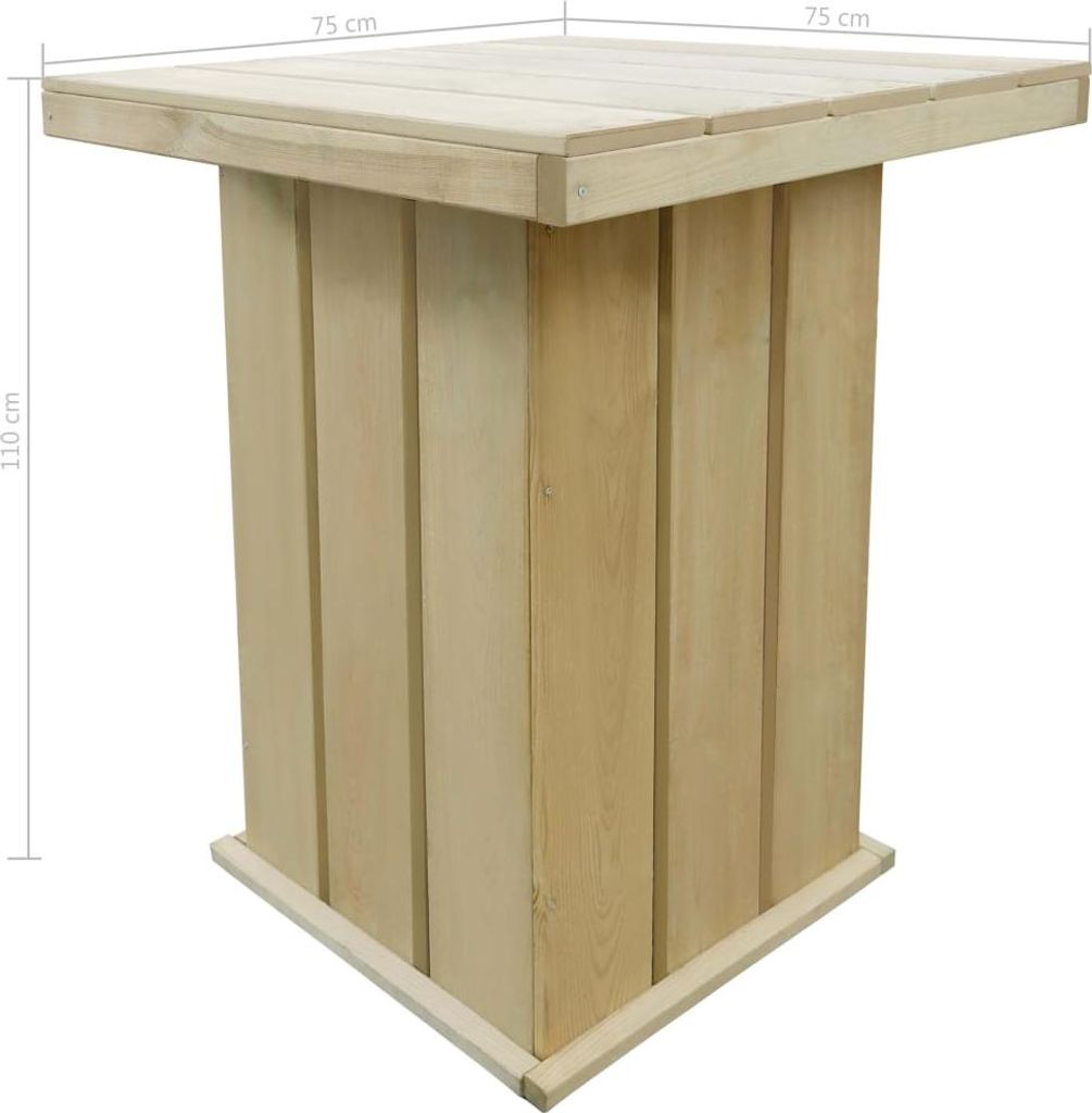 vidaXL Bartisch 75x75x110 cm Kiefernholz Imprägniert
