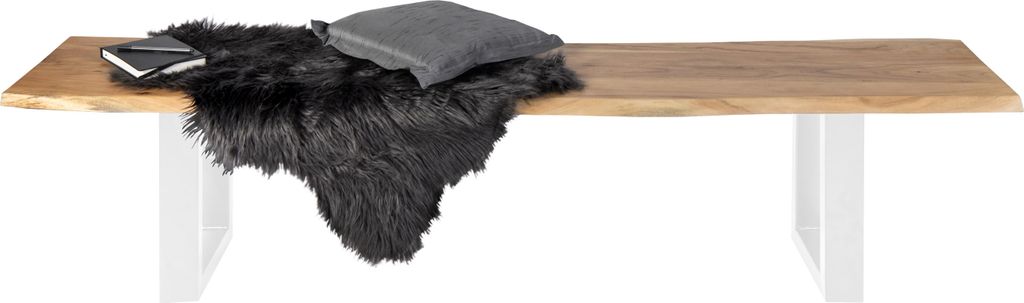 Sitzbank Baumkante 220 cm natur massiv Akazie weiß ANNI
