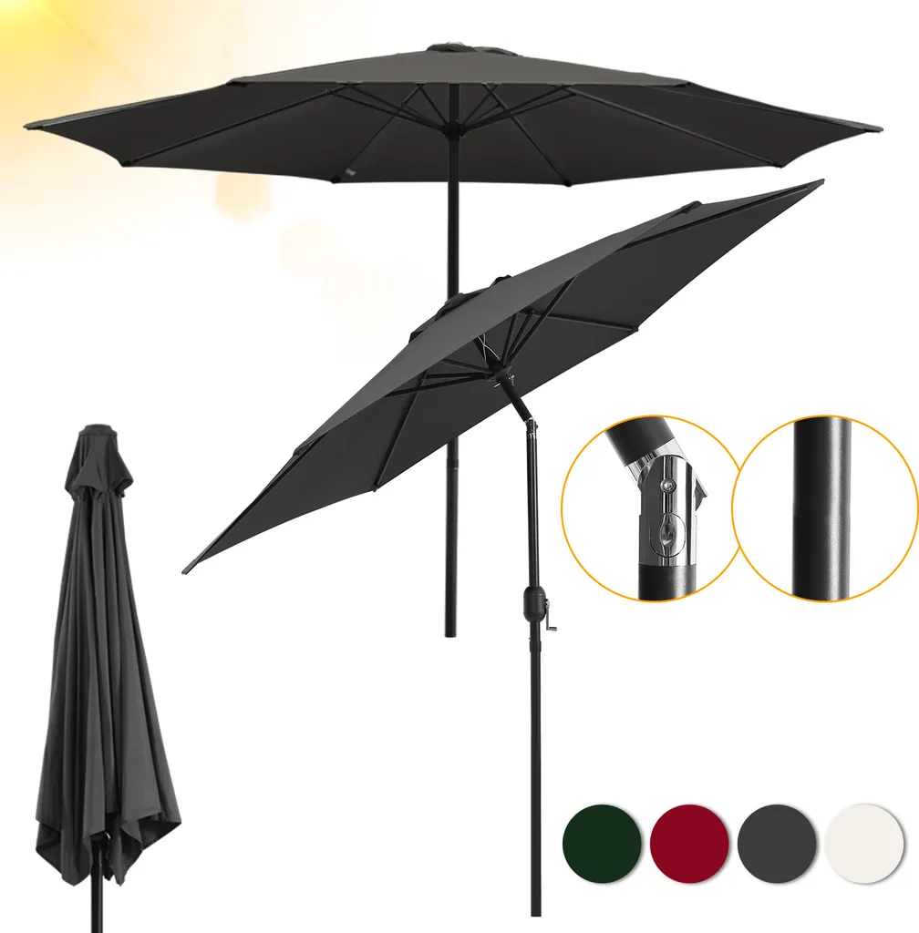 Ombrellone Yakimz 2.7m Rotazione 360° Grigio: Vivi il tuo Giardino